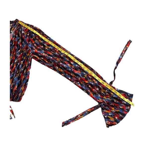 House Of Harlow 1960 X Revolve Joli Tie Cuff Polyester Multicolor Blouse Sz S - Picture 12 of 12